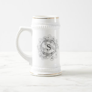 Dusty Blue Monogram Groomsmen Beer Stein