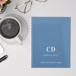 Dusty blue monogram initials 2024 planner<br><div class="desc">A dusty blue background and white text. Personalize and add your monogram initials,  name and a title year.</div>
