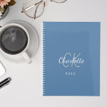 Dusty blue monogram initials name 2025 planner<br><div class="desc">Dusty blue background and white text. Personalize and add your monogram initials,  name and a year.</div>