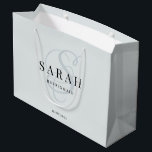 Dusty Blue Monogram Personalized Bridesmaid Large Gift Bag<br><div class="desc">This cute personalized bridesmaid gift bag features personalized bridesmaid's name,  calligraphy monogram in dusty blue colour and wedding date. Change background and fonts colours easily if you like.</div>