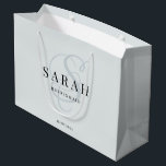 Dusty Blue Monogram Personalized Bridesmaid Large Gift Bag<br><div class="desc">This cute personalized bridesmaid gift bag features personalized bridesmaid's name,  calligraphy monogram in dusty blue colour and wedding date. Change background and fonts colours easily if you like.</div>