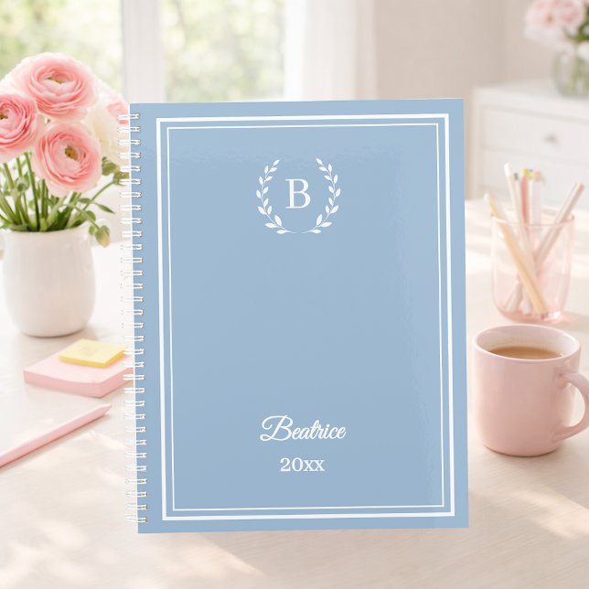 Dusty blue Monogram Personalized Quiet Luxury Notebook (Creator Uploaded)