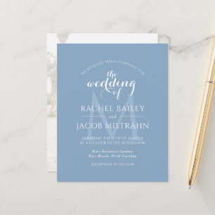 Dusty Blue Monogram Photo Wedding Invitation