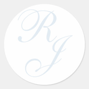 Dusty Blue Monogram Wedding Invitation Sticker