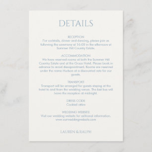 Dusty Blue   Monogrammed Wedding Details  Enclosure Card