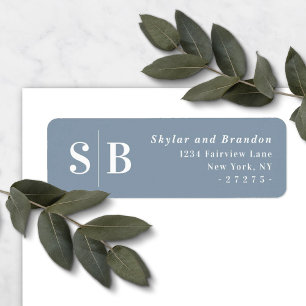 Dusty Blue Monogrammed Wedding Return Address