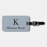 Dusty Blue Monograms Adventure Awaits Gift Favour