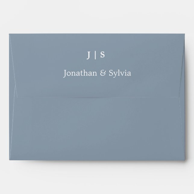 Dusty Blue Monograms Name Initials Weddings Simple Envelope (Back (Top Flap))