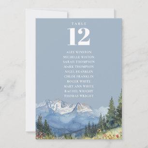 Dusty Blue Mountain Table Number Seating Chart
