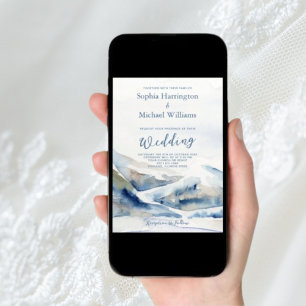 Dusty Blue Mountains Mariage Invitation numérique