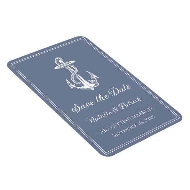 Dusty Blue Nautical Anchor Save the Date Magnet (Right Side)