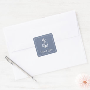 Dusty Blue Nautical Anchor Thank You Stickers