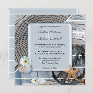 Dusty Blue Nautical Anchor Wedding Invitation