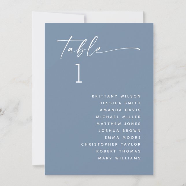 Dusty Blue Nautical Elegant Wedding Seating Chart Invitation (Front)