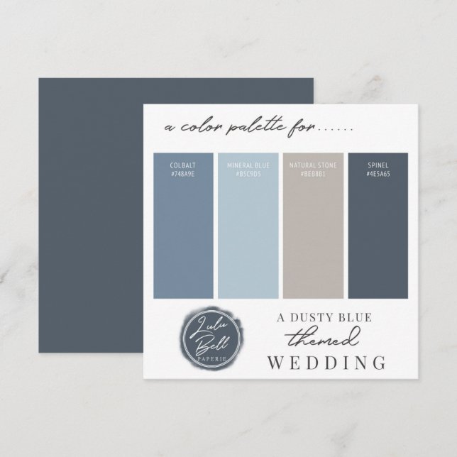 Dusty Blue Navy and Grey Colour Palette Card (Front/Back)