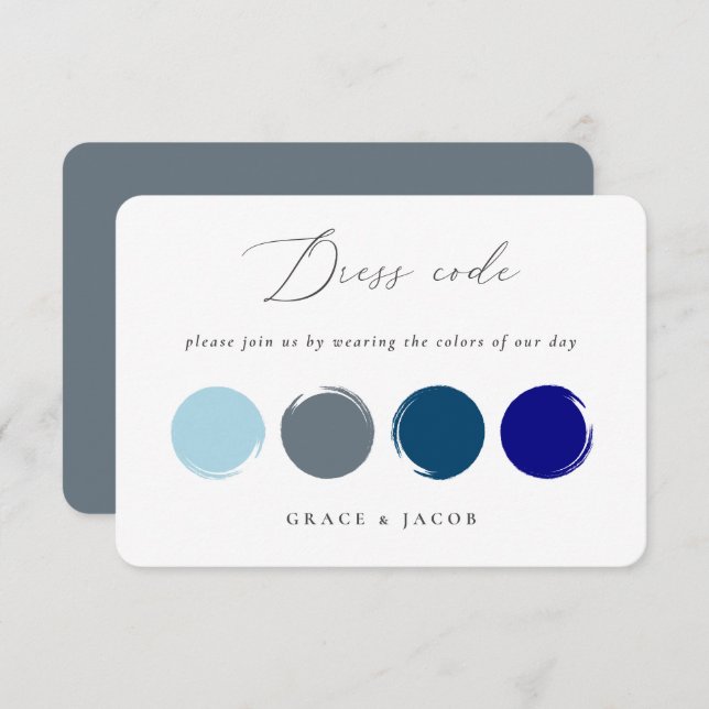 Dusty Blue & Navy Blue Wedding Colour Palette Card (Front/Back)