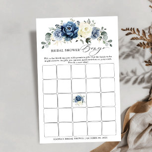 Dusty Blue Navy Champagne Bridal Shower Bingo