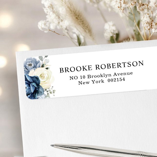 Dusty Blue Navy Champagne Ivory Adresse de retour (Dusty Blue Navy Champagne Ivory Return Address Label)