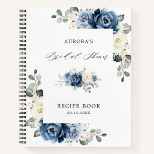 Dusty Blue Navy Champagne Ivory Bridal Shower Notebook