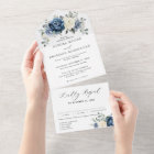 Dusty Blue Navy Champagne Ivory Floral Wedding