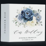 Dusty Blue Navy Champagne Ivory Floral Wedding Binder<br><div class="desc">Dusty blue floral wedding binder featuring elegant bouquet of navy blue, royal blue , white , gold, champagne ivory, blush colour rose , ranunculus flower buds and sage green eucalyptus leaves and elegant watercolor bouquet. Please contact me for any help in customization or if you need any other product with...</div>