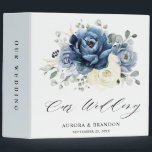 Dusty Blue Navy Champagne Ivory Floral Wedding Binder<br><div class="desc">Dusty blue floral wedding binder featuring elegant bouquet of navy blue, royal blue , white , gold, champagne ivory, blush colour rose , ranunculus flower buds and sage green eucalyptus leaves and elegant watercolor bouquet. Please contact me for any help in customization or if you need any other product with...</div>