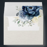 Dusty Blue Navy Champagne Ivory Floral Wedding Env Envelope<br><div class="desc">Dusty blue floral wedding return address envelope featuring elegant bouquet of navy blue, royal blue , white , gold, champagne ivory, blush colour rose , ranunculus flower buds and sage green eucalyptus leaves and elegant watercolor bouquet. Please contact me for any help in customization or if you need any other...</div>