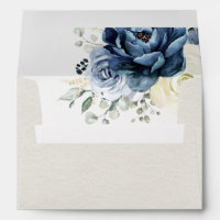 Dusty Blue Navy Champagne Ivory Floral Wedding Env