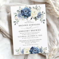 Dusty Blue Navy Champagne Ivory Floral Wedding 