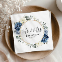 Dusty Blue Navy Champagne Ivory Floral Wedding