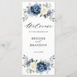 Dusty Blue Navy Champagne Ivory Floral Wedding Program<br><div class="desc">Dusty blue floral wedding program card featuring elegant bouquet of navy blue, royal blue , white , gold, champagne ivory, blush colour rose , ranunculus flower buds and sage green eucalyptus leaves and elegant watercolor bouquet. Please contact me for any help in customization or if you need any other product...</div>