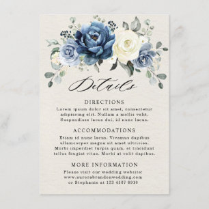 Dusty Blue Navy Champagne Ivory Wedding Details En Enclosure Card