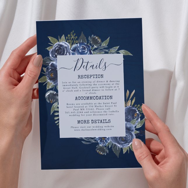 Dusty Blue Navy Champagne Ivory Wedding  Enclosure Card (Dusty Blue Navy Champagne Ivory Wedding Supplies)