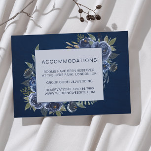 Dusty Blue Navy Champagne Ivory Wedding  Enclosure Card