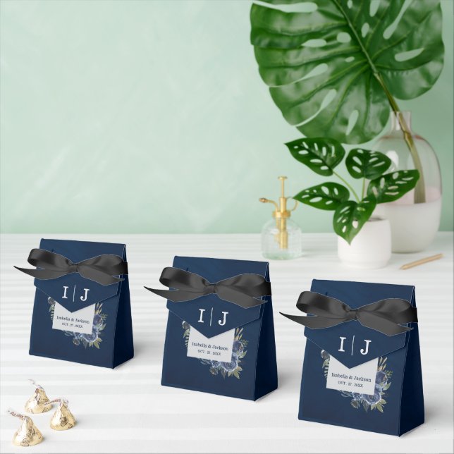Dusty Blue Navy Champagne Ivory Wedding  Favor Box (Multiple)