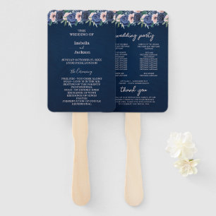 Dusty Blue Navy Champagne Ivory Wedding  Hand Fan