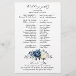 Dusty Blue Navy Champagne Ivory Wedding Program<br><div class="desc">Dusty blue floral wedding program card featuring elegant bouquet of navy blue, royal blue , white , gold, champagne ivory, blush colour rose , ranunculus flower buds and sage green eucalyptus leaves and elegant watercolor bouquet. Please contact me for any help in customization or if you need any other product...</div>