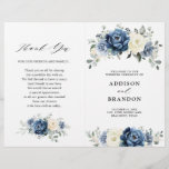 Dusty Blue Navy Champagne Ivory Wedding Program<br><div class="desc">Dusty blue floral wedding program featuring elegant bouquet of navy blue, royal blue , white , gold, champagne ivory, blush color rose , ranunculus flower buds and sage green eucalyptus leaves and elegant watercolor bouquet. Please contact me for any help in customization or if you need any other product with...</div>