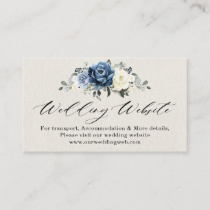 Dusty Blue Navy Champagne Ivory Wedding Website En Enclosure Card