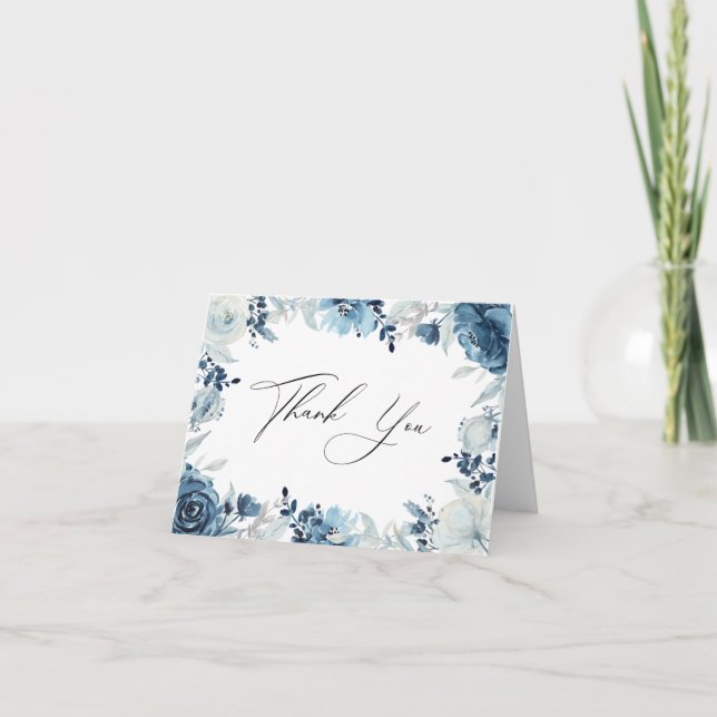 Dusty Blue Navy Floral Thank You (Front)
