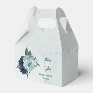 Dusty blue &navy flowers botanical wedding favor box