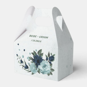 Dusty blue &navy flowers botanical wedding favor box