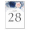 Dusty Blue Navy Pink Wedding Table Number Card