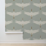 Dusty Blue Neutral Birds Cranes Art Deco Pattern  Wallpaper<br><div class="desc">A beautiful hand drawn bird crane pattern. A beautiful dusty blue,  gold and ivory pattern featuring crane birds. A perfect design for anyone who loves geometric hand drawn bird patterns. Great as a gift for anyone who loves birds or modern home decor,  perfect for any season.</div>