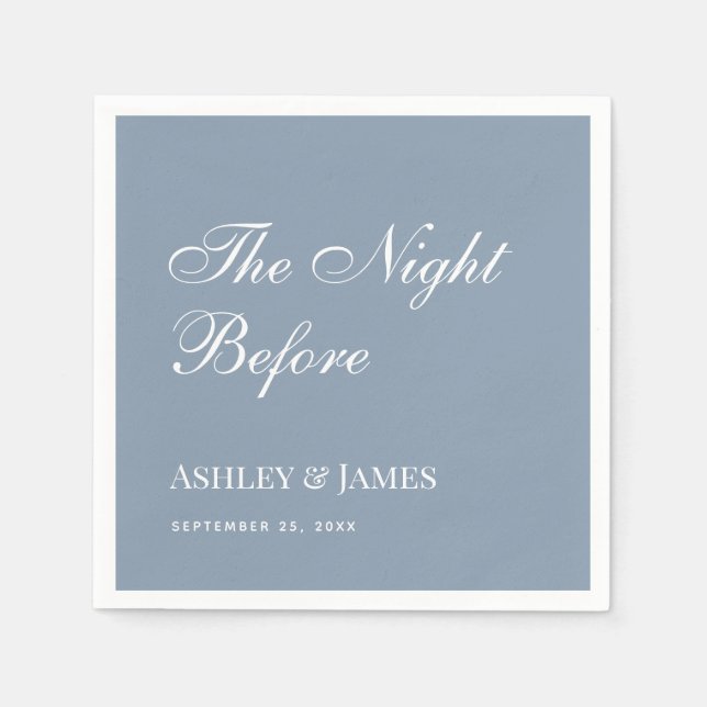 Dusty Blue Night Before Simple Rehearsal Dinner  Napkin (Front)