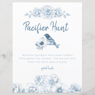 Dusty Blue Pacifier Hunt Baby Shower Game Sign