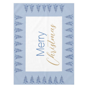 Dusty Blue Pagoda Christmas Tree Tablecloth