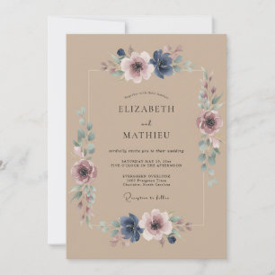 Dusty Blue Painterly Romance Wedding Invitation