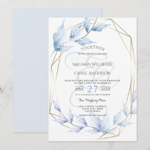 Dusty Blue  Pale Lilac Foliage Invitation
