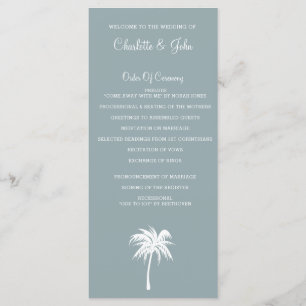 Dusty Blue  Palm Tree  Beach Wedding programs